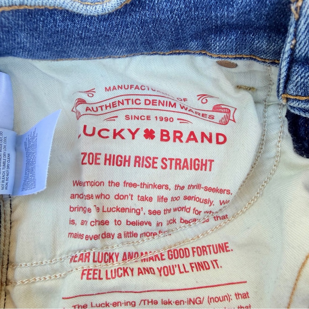 Woman’s Lucky Brand🍀 Denim Jeans Size 2/26 Zoe High Rise Straight - Picture 12 of 12